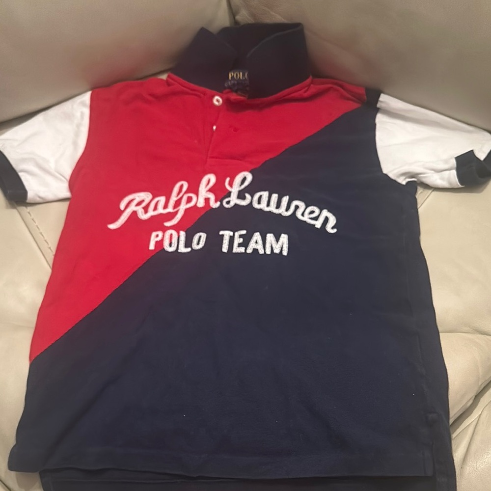 Ralph Lauren Red and Blue Polo Shirt Sporty Design